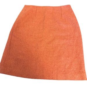 Ann Taylor Orange 100% Wool Skirt